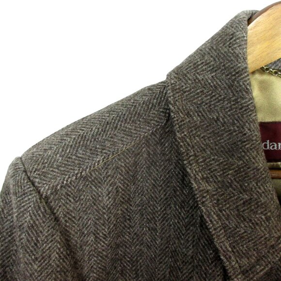 Adams Row Brown Wool Tweed Overcoat Top Coat Vintage Luxury Size 42 Made In USA - Picture 5 of 9